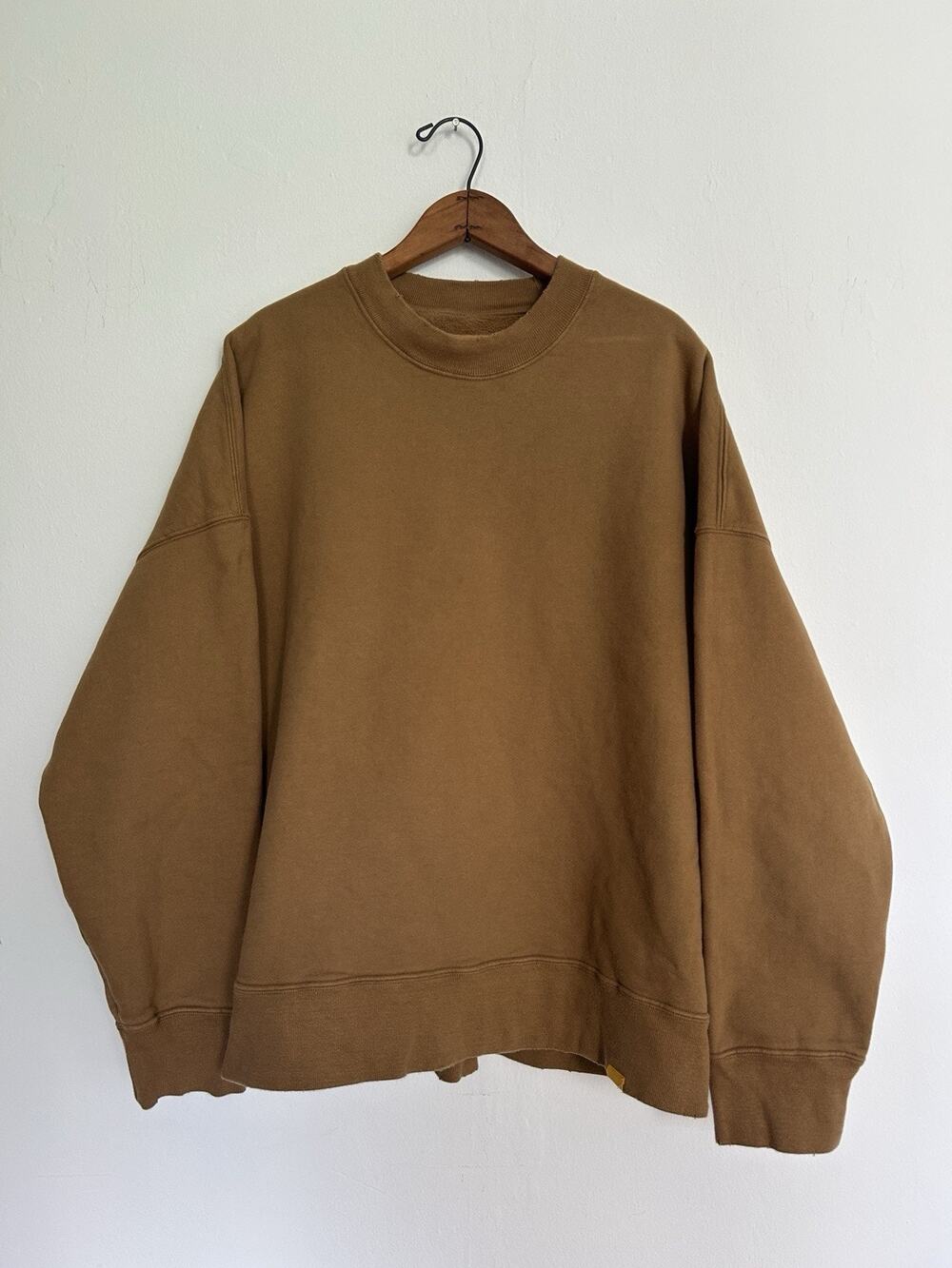 Yellow Label Co Heavyweight Fleece Crewneck Sweatshirt Brown Made Portugal L